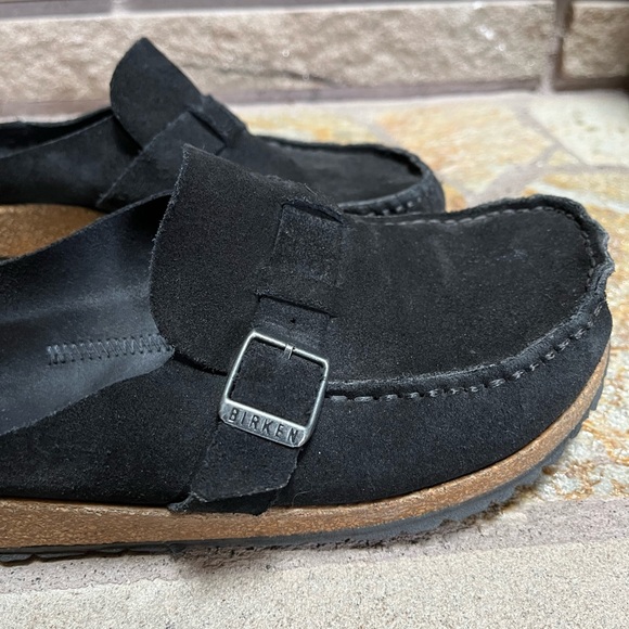Birkenstock Buckley Clog Shoes Black Suede Leather 38 7 - Picture 9 of 11